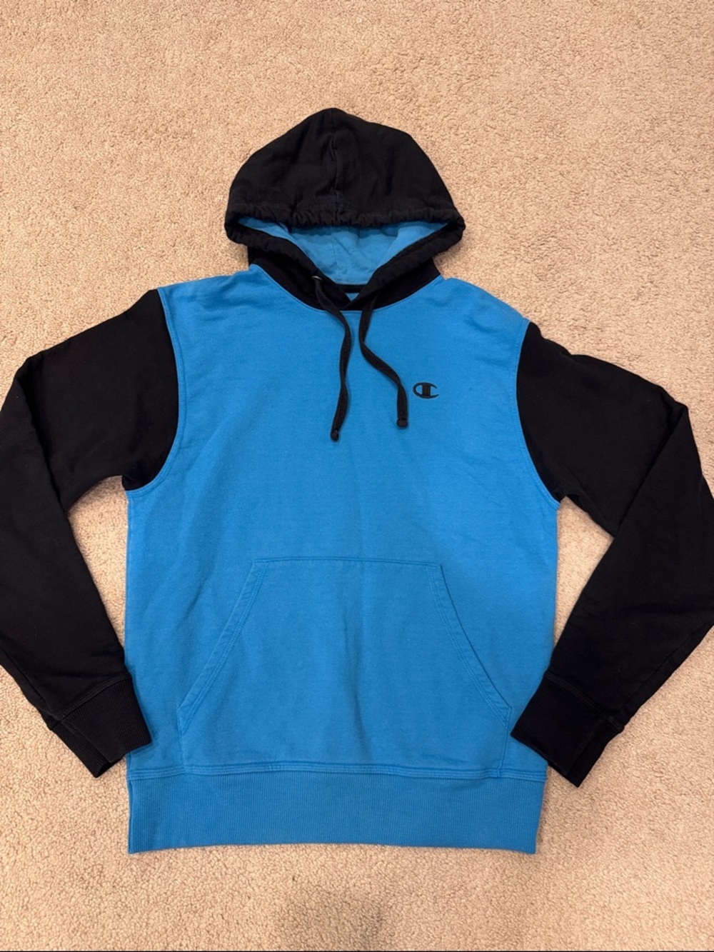 Champion Blue and Black Hooded Pullover Sweatshirt